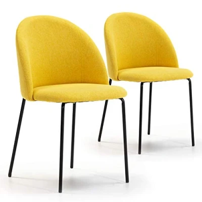 Imagen de VS Venta stock Set de 2 sillas Comedor Kenia tapizadas Mostaza, certificada por la SGS, 43 cm (Ancho) x 47 (Profundo) 78,5 (Alto)