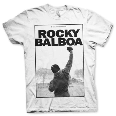 Imagen de Rocky Licenciado Oficialmente Balboa It Ain&#039;t Over Hombres Camiseta (Blanco), Large