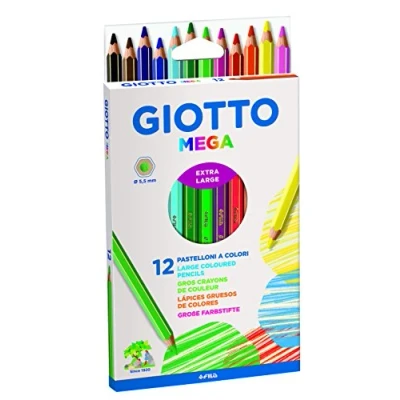 Imagen de GIOTTO Mega, Lápices de Colores gruesos, Forma Hexagonal, Mina 5.5mm, Surtidos, 12 uds.
