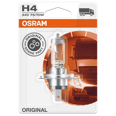 Imagen de OSRAM 64196 01B Lámpara, faro de carretera H4 24V 75/70W Halógena MAN: TGA, MERCEDES BENZ: T2/LN1 Camión plataforma/Chasis, SCANIA: P,G,R