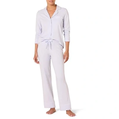 Imagen de Amazon Essentials Conjunto de Pija con Camisa Manga Larga y Pantalón Largo en Modal Algodón Mujer, Azul Pálido, M