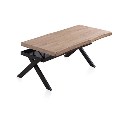 Imagen de Xena Fit, Mesa de Centro Elevable, Auxiliar, café, Acabado en Roble Honey y Negro, Medidas: 120 cm (Largo) x 66 (Ancho) 47 62 (Alto)