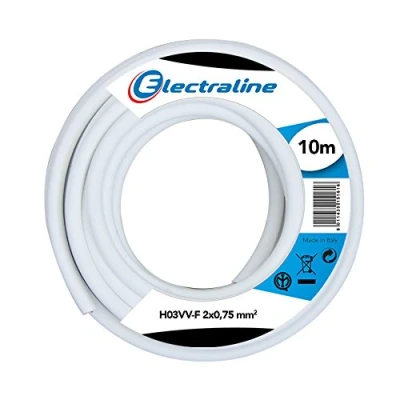 Imagen de Electraline 11181, Cable para Extensiones H03VV F, Sección 2x0,75 mm, 10 m, Blanco