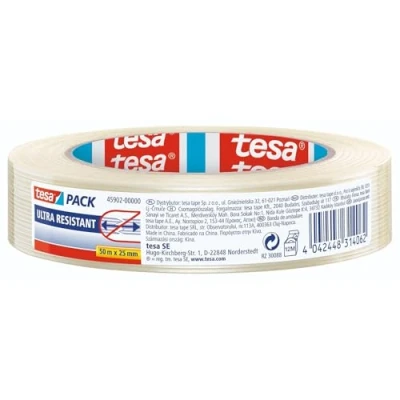 Imagen de tesa Cinta Adhesiva Reforzada con Fibra de Vidrio Celo Adhesivo Reparador Filamentos para Embalar y Reparar Buena Adhesión 50 m x 25 mm Transparent