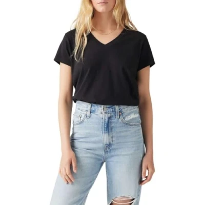 Imagen de Levi&#039;s BOXY V NECK TEE Camiseta básica, Mujer, Talla: Large, Caviar slub