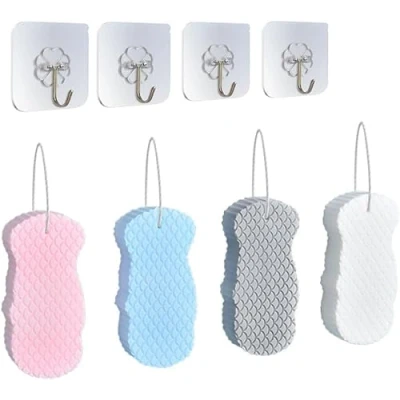 Imagen de FDEETY 4 Esponjas de Baño para Mujer Lufa Corporal Exfoliación Profunda Esponja Ducha Cuerpo Accesorios