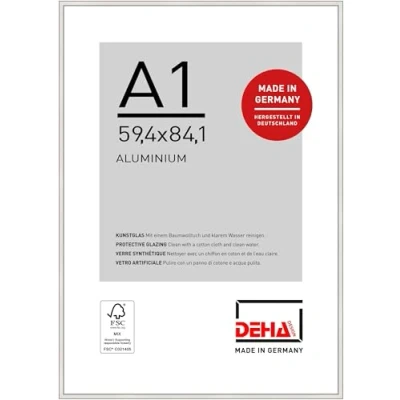 Imagen de DEHA Design marco de aluminio Boston, 59,4x84,1 cm (A1), Plata