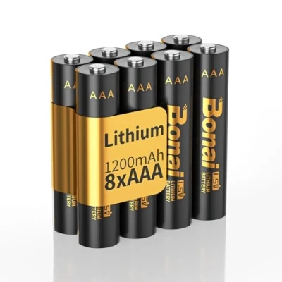 Imagen de BONAI Pilas de Litio AAA, Paquete 8, 1200mah 1,5V, Batería AA Larga Duración y Prueba Fugas para Linternas, Juguetes, Deportes Actividades al Aire Libre （No Recargables）