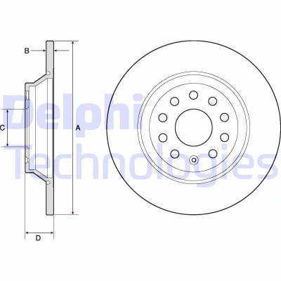 Imagen de DELPHI BG4751C Disco de freno 300 12 5 macizo revestido sin procesar cojinete rueda, anillo sensor ABS VOLKSWAGEN: Golf 7, 7 Variant