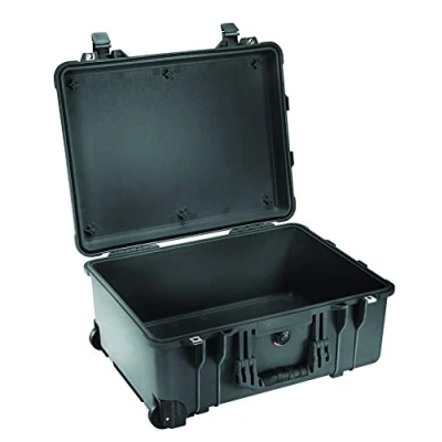 Imagen de PELI 1560 Trolley resistente al agua y los impactos para proteger equipos fotográficos electrónicos, IP67 impermeable agua/polvo, 44L de capacidad, fabricado en Alemania, sin espuma, color negro