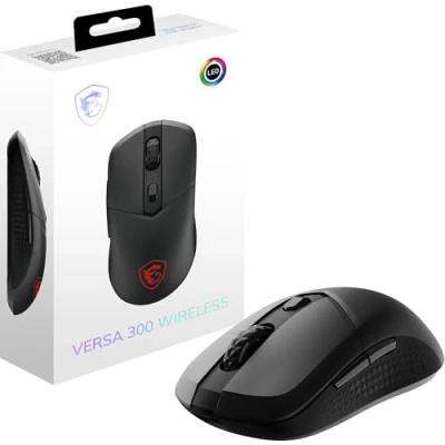 Imagen de MSI VERSA 300 Ratón inalámbrico para juegos, sensor óptico de 8000 DPI, tasa sondeo 1000 Hz, simétrico, microinterruptores Kailh más 30 m, 6 botones, batería 50 horas, latencia 1
