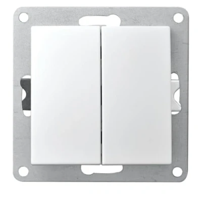 Imagen de McPower Interruptor de serie Flair 2 fach 250V /10A Montaje empotrado Ideal para diversos estilos decoración, blanco