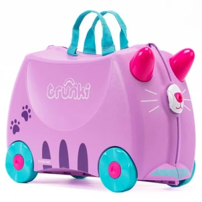 Imagen de Trunki Maleta Infantil Niño Equipaje Cabina Correpasillos Cassie El Gato (Lila)