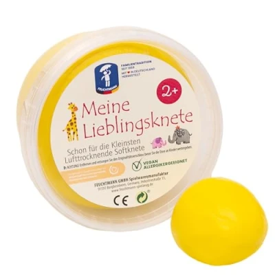 Imagen de Feuchtmann 628 1518 2 1 MEINE EBLINGSKNETE EDU Edition Plastilina para niños en amarillo, 500 g lata de pasta modelar, a partir años