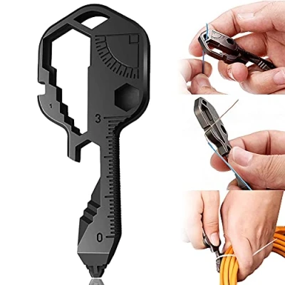 Imagen de Llave Multifunción de Acero Inoxidable 24 en 1 Abridor Botellas Mini Herramienta Portátil Para Exteriores, Aventura Al Aire Libre, Etc(negro)