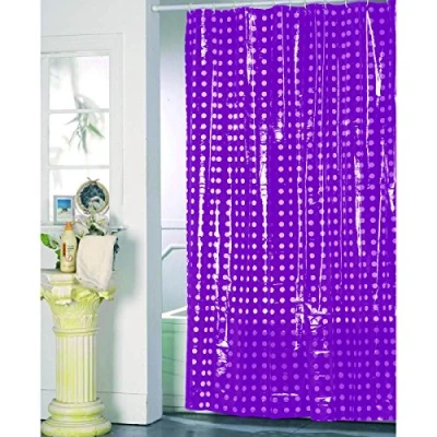 Imagen de MSV, Tenda da doccia, PVC, Rivestimento antibatterico, 100% vinile, Anelli inclusi, antibatterico e idrorepellente, lavabile a 40, Made in Europe, Viola, 180 x 200 cm