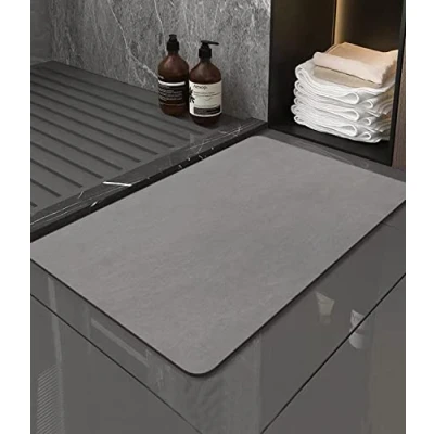 Imagen de Jissta Alfombra de baño Antideslizante 40X60cm, Súper Absorbente Alfombras Ducha, Alfombrilla con Diatomáceas Lavable para Bañera, Ducha y Cuarto Baño, Gris