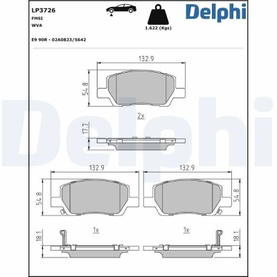 Imagen de DELPHI LP3726 Juego de pastillas freno con avisador acústico desgaste Chapa antichirridos sin accesorios HYUNDAI: i10 III Hatchback