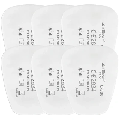 Imagen de AirGearPro C 500 Filtros para Máscara Respiratoria Reutilizable G 500/M 500, Antipolvo Pintar, Construcción, Bricolaje, Lijado