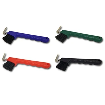 Imagen de Rascador de pezuñas para caballos, burros, cabras, con cepillo extra estable y mango ergonómico (verde)