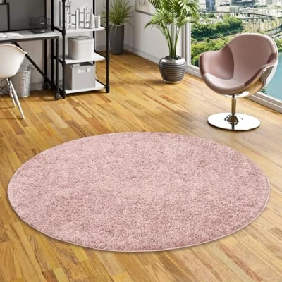 Imagen de Pergamon Aloha Alfombra de Pelo Largo y denso Mezcla Rosa Viejo Redonda 4 tamaños