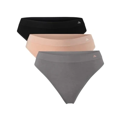 Imagen de DANISH ENDURANCE Pack de 3 Tangas Sin Costuras para Mujer, Bambú Suaves, Cómodas y Elásticas, Multicolor (1x Negro, 1x Gris, Beige Nude), XS/S