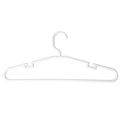 Imagen de COM FORT HOUSE Perchas de Plástico Color Blanco Diseño Elegante con Muescas para Tirantes Pack 50 Unidades Estándar 42 cm