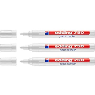 Imagen de Edding 750 Rotulador (3 unidades, paquete ahorro, 9 colores a elegir), color weiß 3 unidades