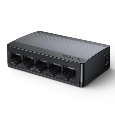 Imagen de Tenda SG105V4.0 Switch Ethernet Gigabit de 5 Puertos, 10/100/1000 Mbps, RJ45, IEEE 802.3X, MDI/MDIX Automático, Modo Dúplex Completo, Plug y Play, No administrado, Sin Configuración, silencioso, Negro