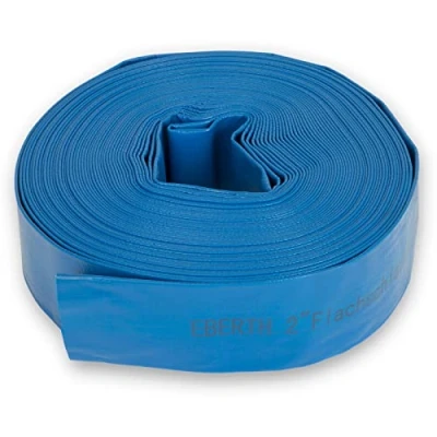 Imagen de EBERTH 2&quot; manguera plana de jardín para bombas en 30m longitud, 2 pulgadas, 52mm diámetro, flexible, PVC resistente, industrial, agua riego, azul