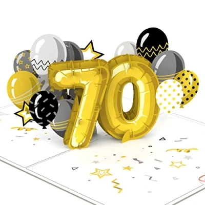Imagen de papercrush® tarjeta de cumpleaños 3D hecha a mano para mujeres y hombres (70 años), felicitación por 70 cumpleaños, especial con sobre