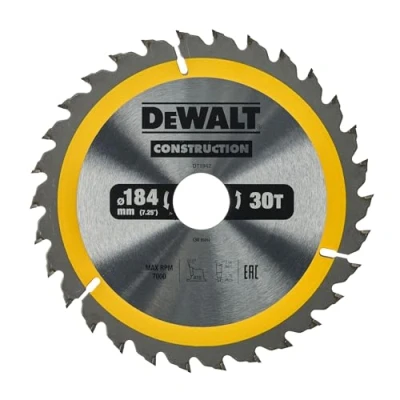 Imagen de DeWalt DT1942 QZ Hoja para Sierra Circular portátil construcción 184x30mm 30D ATB +10, 0 W, V, Multicolor, 30mm Bore x 30 Tooth Blade