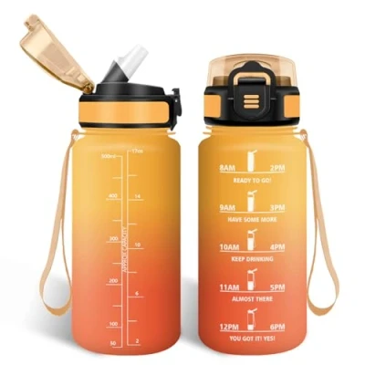 Imagen de HoneyHolly Botella Agua, 500 ml con Pajita, Cantimplora, Prueba de Fugas, Agua Niños Colegio, Libre BPA, Cantimplora para Niños, Deporte, Running, Gimnasio, Bicicleta
