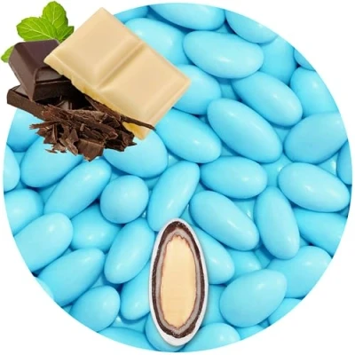 Imagen de EinsSein 1kg Peladillas de chocolate boda doble azul celeste mate peladilla almendra bautizo bautizos grageas comunion comunión niño baratas confeti Fiesta cumpleaños Evento