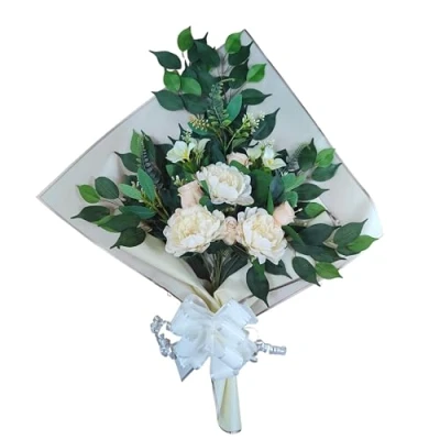 Imagen de DRW Ramo de Flores para Cementerio Artificiales con Jarron Meter en el Bote del 78x63x20 cm (Peonias te)