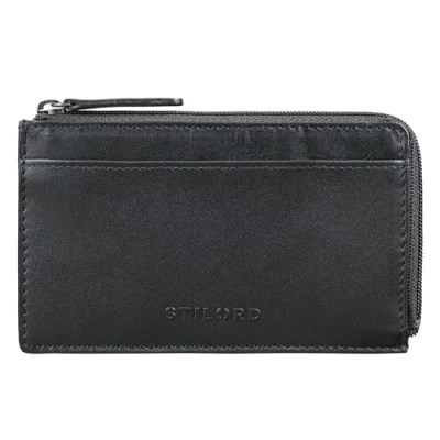 Imagen de STILORD &#039;Ano&#039; Bolso Llavero de Cuero Mini Cartera y Tarjetero Estuche para Llaves con Bolsillo Dinero Tarjetas Genuino, Color:Negro
