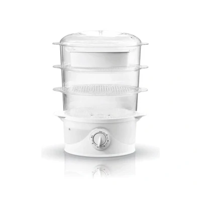 Imagen de Vaporera Eléctrica, 3 Recipientes + Recipiente Arroz,temporizador 60 M, Indicador Nivel Agua, Sin Bpa Adler Ad633 800w Blanco