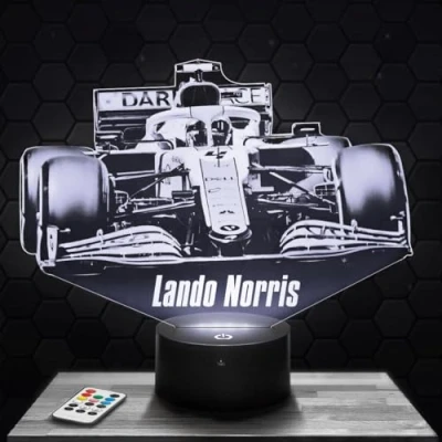 Imagen de lámpara de mesilla noche, luz nocturna táctil fórmula 1 F1 L.Norris LED ilusión 3D, idea regalo para niños y niñas, Navidad, noche o adultos. TOP