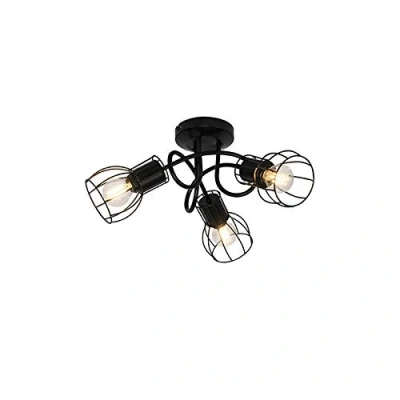 Imagen de QAZQA Plafón moderno negro 3 luces 40cm BOTU Acero Redonda Adecuado para LED Max. x 40 Watt