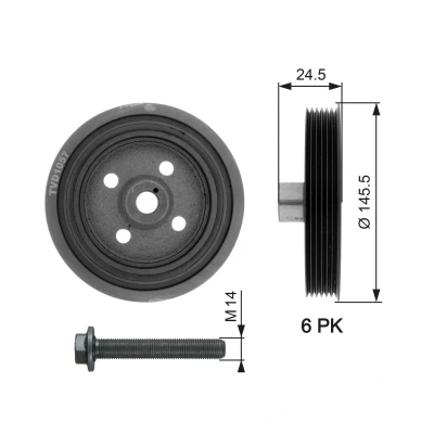 Imagen de GATES TVD1057A Polea de Cigüeñal 145,5 con accesorios FleetRunner Micro V Stretch Fit FORD: Focus 2, Mk1 Hatchback, C Max