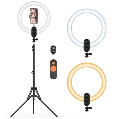 Imagen de Unicucp 12&quot; Aro de Luz con Tripode, Anillo LED Profesional para Movil batería 2800 mAh, Ring Light Control Remoto TikTok, Maquillaje, Selfie, Youtube, Fotografía, Twich Live
