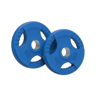 Imagen de Body Revolution pesas en forma de aros olímpicos con tres agarres goma, discos hierro fundido para barras 50 mm, 1,25 a 25 kg