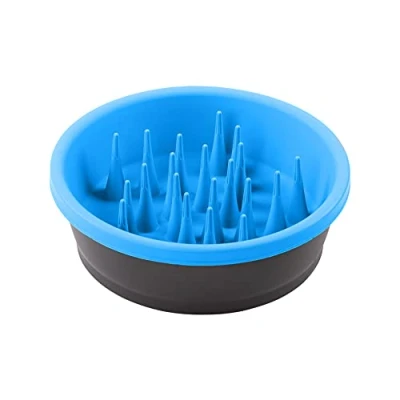 Imagen de Dexas Cuenco de alimentación Lenta para Perros una digestión más Saludable, Dientes y encías, Capacidad 6 Tazas, Gris Azul