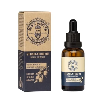 Imagen de Men&#039;s Master Aceite Estimulante para Barba y Bigote Estimular el Crecimiento de la Hidratante Nutritivo Cuidado Vitamina E Sin Colorantes Artificiales 30 ML
