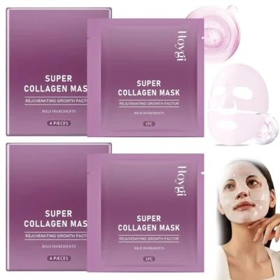 Imagen de 8 Piezas Mascarilla de Colageno,Mascarilla Colageno Facial Coreana,Collagen Mask,Mascarilla Colageno,Diluye Las Líneas Finas,Hidrata,Nutre Profundamente