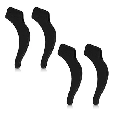 Imagen de kwmobile Soporte antideslizante de silicona para gafas 2 Pares ganchos las orejas Soportes anteojos negro