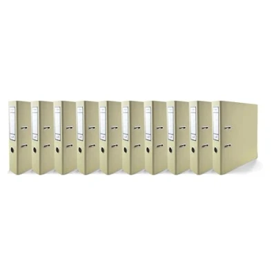Imagen de Netuno 10x Archivadores de archivos 10 unidades DIN A4 edición premium brillante vainilla 2 anillas 75 mm plástico anchas para oficina archivador