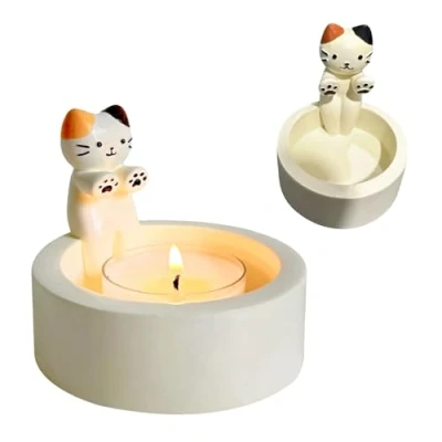 Imagen de XQMMGO portavelas con forma de gato, bonito perfumado, regalo para los amantes gatos (color)