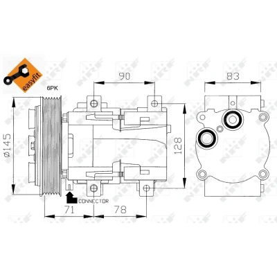 Imagen de NRF 32085 compresor de Aire Acondicionado FS10 170 12 PAG 46 con aceite PAG, junta anular EASY FIT FORD: Transit Mk4 Bus