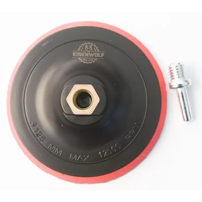 Imagen de Plato de lijado con gancho y bucle M14 125 mm, incluye mandril para taladro/amoladora angular.